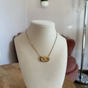 Dior Gold Plated 'CD' Oval Pendant Necklace